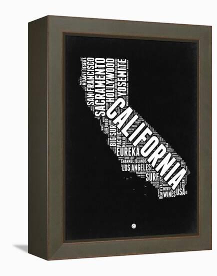 California Black and White Map-NaxArt-Framed Stretched Canvas