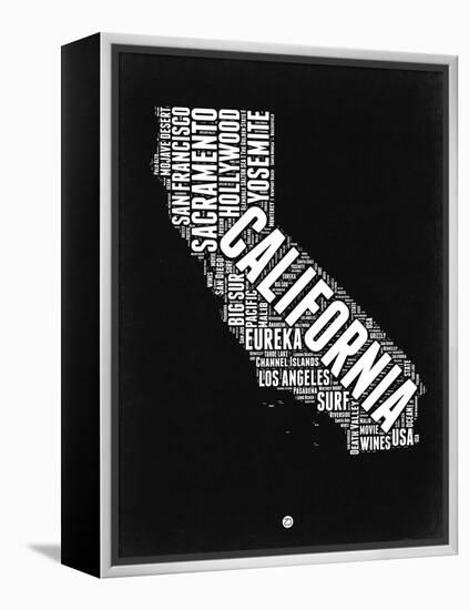 California Black and White Map-NaxArt-Framed Stretched Canvas