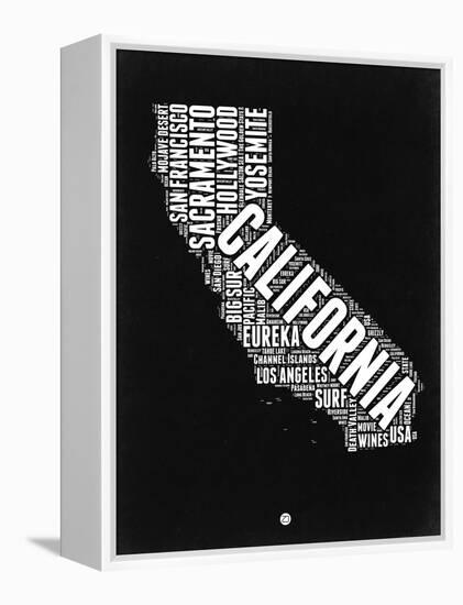 California Black and White Map-NaxArt-Framed Stretched Canvas