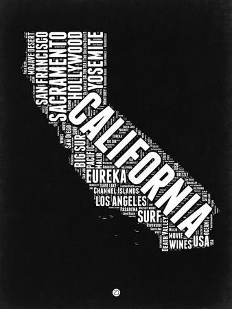 California Black and White Map' Art Print - NaxArt | Art.com