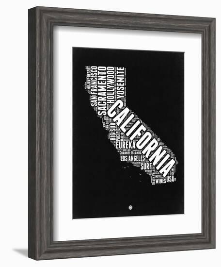 California Black and White Map-NaxArt-Framed Art Print