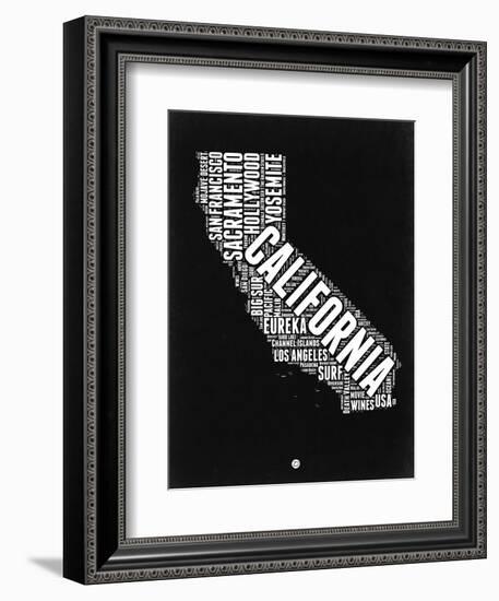 California Black and White Map-NaxArt-Framed Art Print