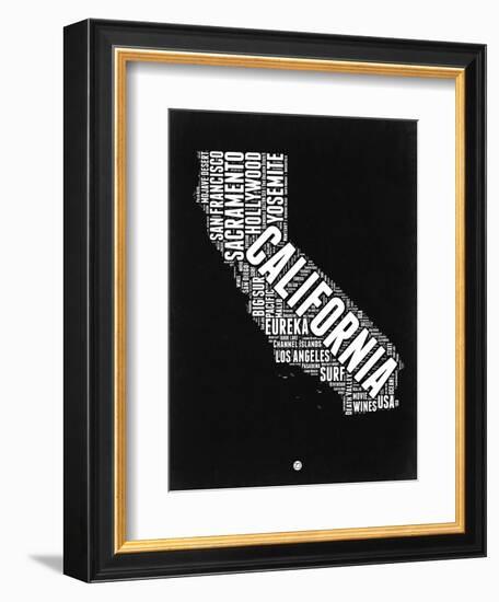 California Black and White Map-NaxArt-Framed Art Print