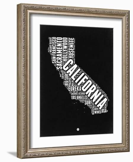 California Black and White Map-NaxArt-Framed Art Print