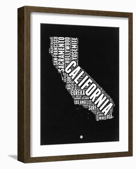 California Black and White Map-NaxArt-Framed Art Print