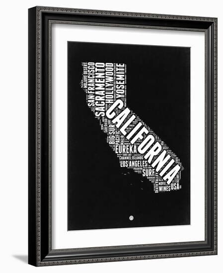 California Black and White Map-NaxArt-Framed Art Print