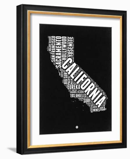 California Black and White Map-NaxArt-Framed Art Print