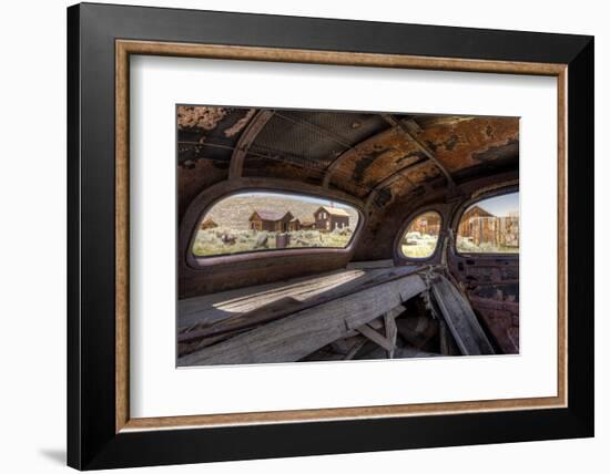 California, Bodie State Historic Park. Inside Abandoned Car Looking Out-Jaynes Gallery-Framed Photographic Print