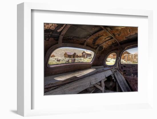 California, Bodie State Historic Park. Inside Abandoned Car Looking Out-Jaynes Gallery-Framed Photographic Print