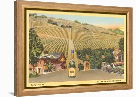 California Bottle of Champagne in Street, Paso Robles, California Wine Country-null-Framed Stretched Canvas