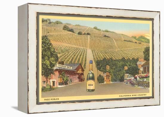 California Bottle of Champagne in Street, Paso Robles, California Wine Country-null-Framed Stretched Canvas