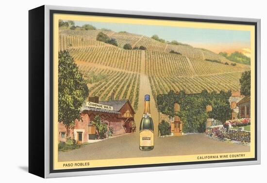 California Bottle of Champagne in Street, Paso Robles, California Wine Country-null-Framed Stretched Canvas