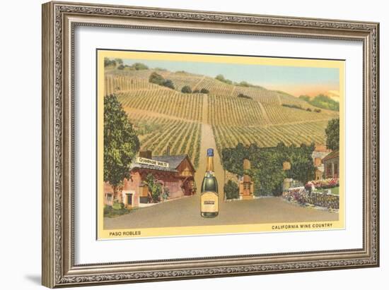 California Bottle of Champagne in Street, Paso Robles, California Wine Country-null-Framed Art Print