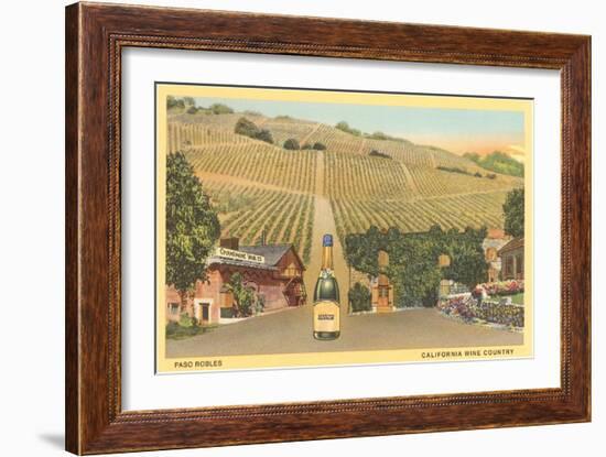 California Bottle of Champagne in Street, Paso Robles, California Wine Country-null-Framed Art Print