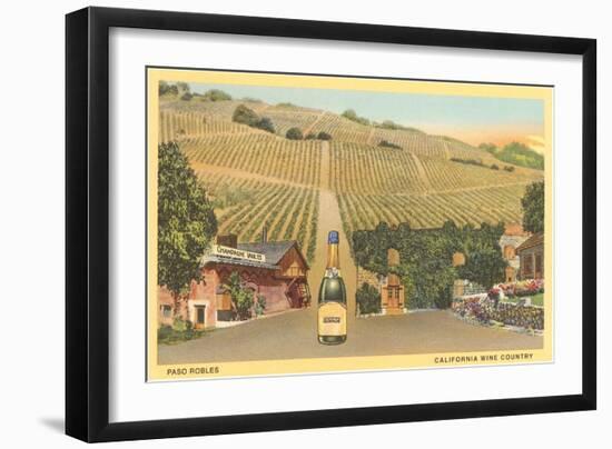 California Bottle of Champagne in Street, Paso Robles, California Wine Country-null-Framed Art Print