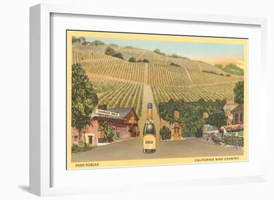 California Bottle of Champagne in Street, Paso Robles, California Wine Country-null-Framed Art Print