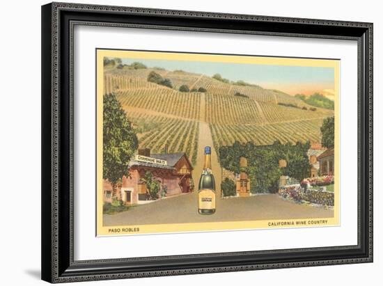 California Bottle of Champagne in Street, Paso Robles, California Wine Country-null-Framed Art Print