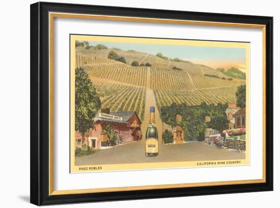 California Bottle of Champagne in Street, Paso Robles, California Wine Country-null-Framed Art Print