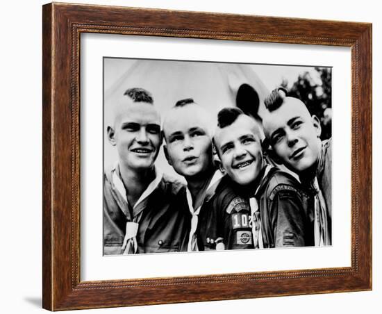 California Boy Scouts with Mohawk Haircuts-null-Framed Photo