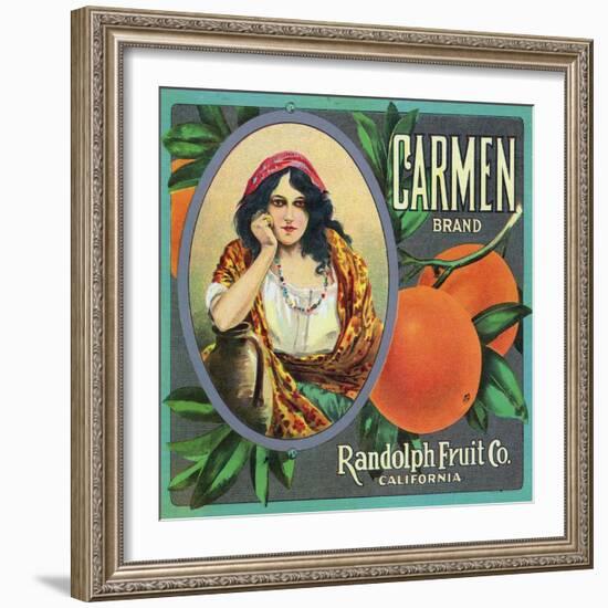 California, Carmen Brand Citrus Label-Lantern Press-Framed Art Print