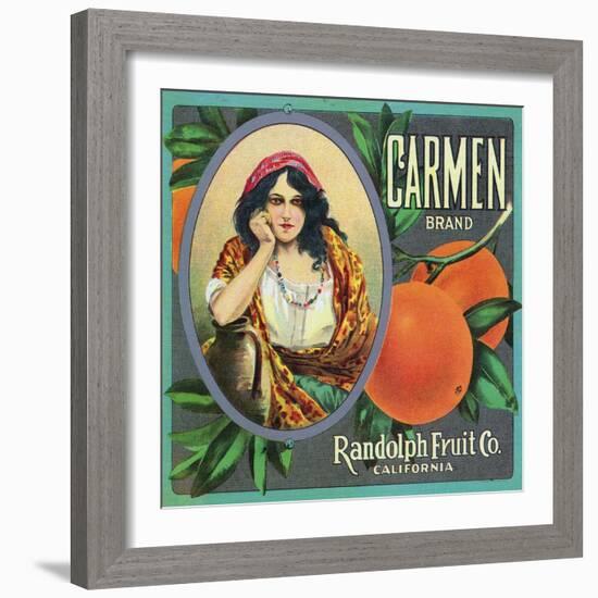 California, Carmen Brand Citrus Label-Lantern Press-Framed Art Print