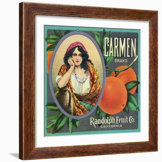 California, Carmen Brand Citrus Label-Lantern Press-Framed Art Print