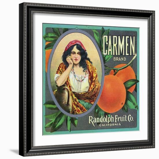 California, Carmen Brand Citrus Label-Lantern Press-Framed Art Print