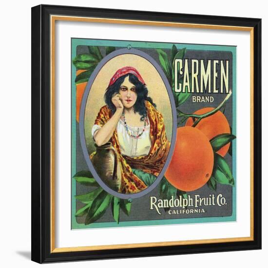 California, Carmen Brand Citrus Label-Lantern Press-Framed Art Print