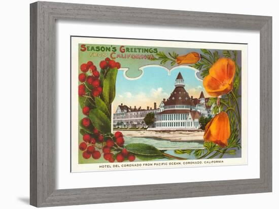 California Christmas, Hotel Del Coronado-null-Framed Art Print