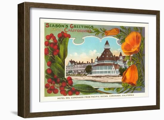 California Christmas, Hotel Del Coronado-null-Framed Art Print