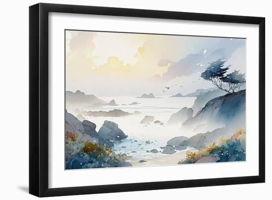 California Coastal Landscape-Lana Kristiansen-Framed Art Print