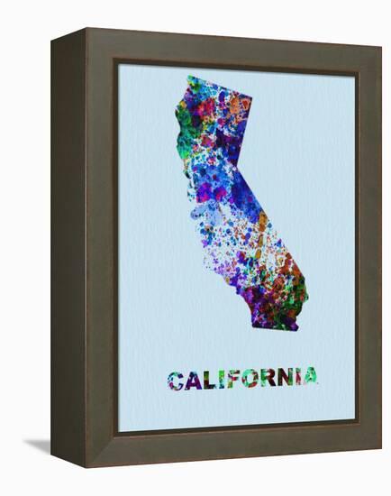 California Color Splatter Map-NaxArt-Framed Stretched Canvas