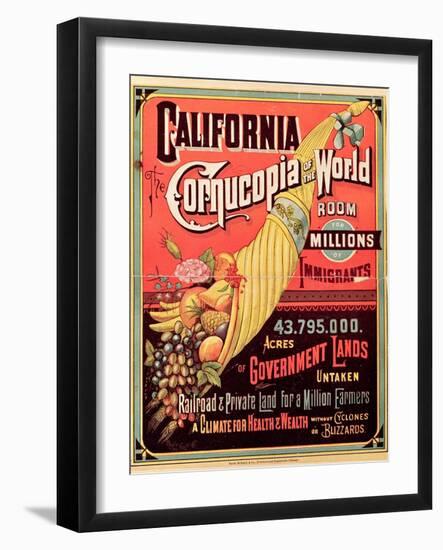 California, Cornucopia of the World, Published by Rand Mcnally and Co., C.1870-null-Framed Giclee Print