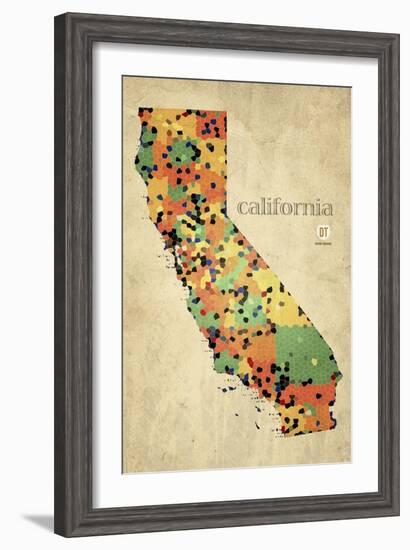 California County Map-David Bowman-Framed Giclee Print