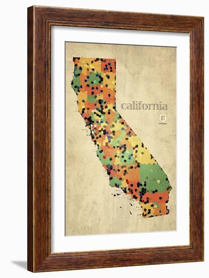 California County Map-David Bowman-Framed Giclee Print