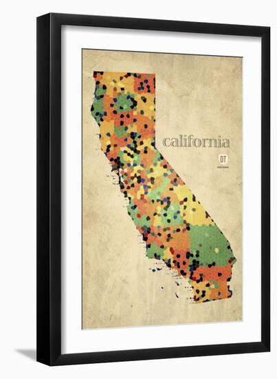 California County Map-David Bowman-Framed Giclee Print