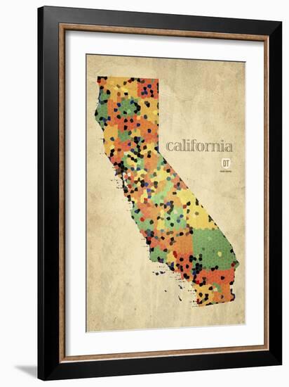California County Map-David Bowman-Framed Giclee Print