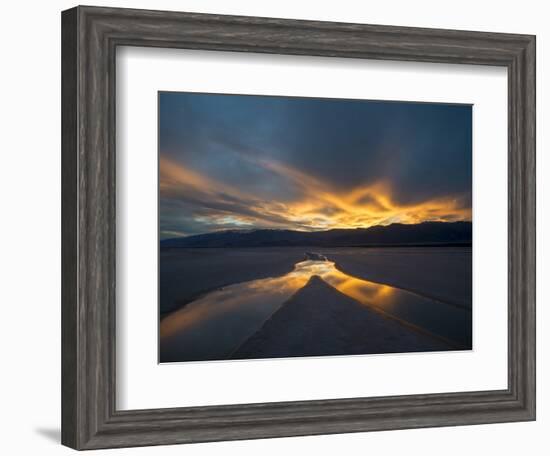 California. Death Valley National Park. Sunset with Reflections, Cotton Ball Basin-Judith Zimmerman-Framed Photographic Print