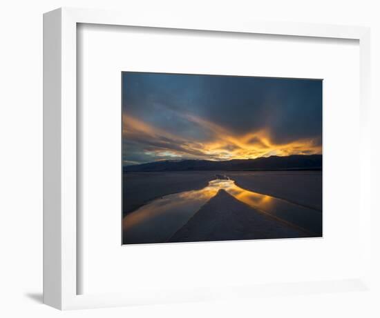 California. Death Valley National Park. Sunset with Reflections, Cotton Ball Basin-Judith Zimmerman-Framed Photographic Print