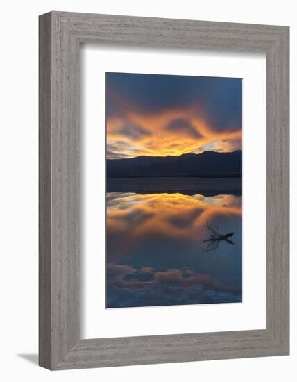 California. Death Valley National Park. Sunset with Reflections, Cotton Ball Basin-Judith Zimmerman-Framed Photographic Print