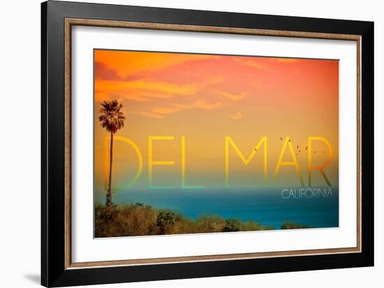 California Del Mar (#2) - Sunset and Birds-Lantern Press-Framed Art Print