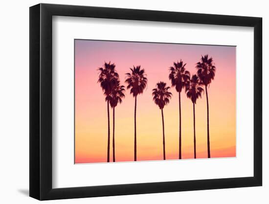 California Dreaming - Malibu Sunset's Palm Trees-Philippe HUGONNARD-Framed Photographic Print