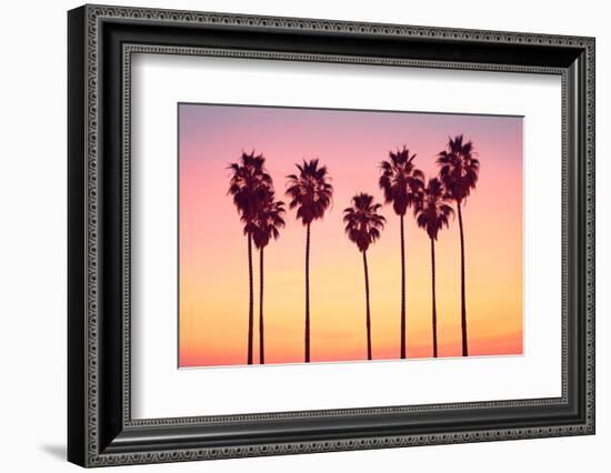 California Dreaming - Malibu Sunset's Palm Trees-Philippe HUGONNARD-Framed Photographic Print