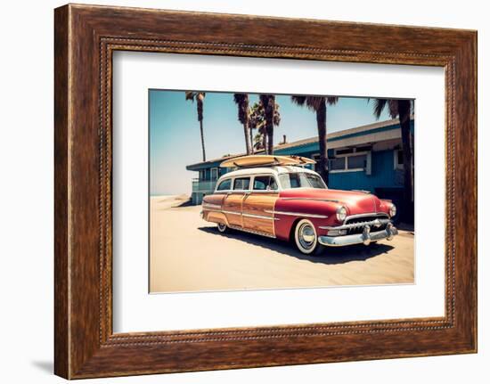 California Dreaming - Surfing Vintage Car-Philippe HUGONNARD-Framed Photographic Print