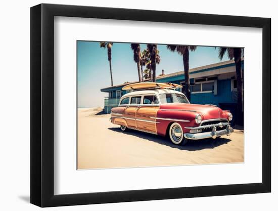 California Dreaming - Surfing Vintage Car-Philippe HUGONNARD-Framed Photographic Print