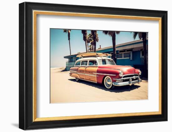 California Dreaming - Surfing Vintage Car-Philippe HUGONNARD-Framed Photographic Print