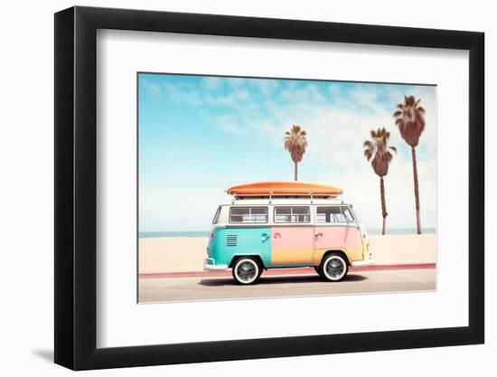 California Dreaming - VW Van on the Beach-Philippe HUGONNARD-Framed Photographic Print