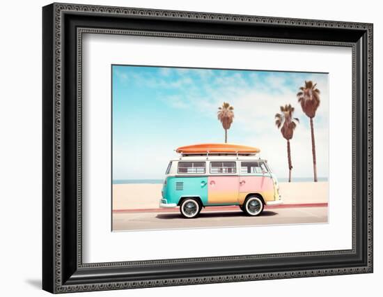 California Dreaming - VW Van on the Beach-Philippe HUGONNARD-Framed Photographic Print