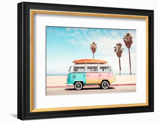 California Dreaming - VW Van on the Beach-Philippe HUGONNARD-Framed Photographic Print