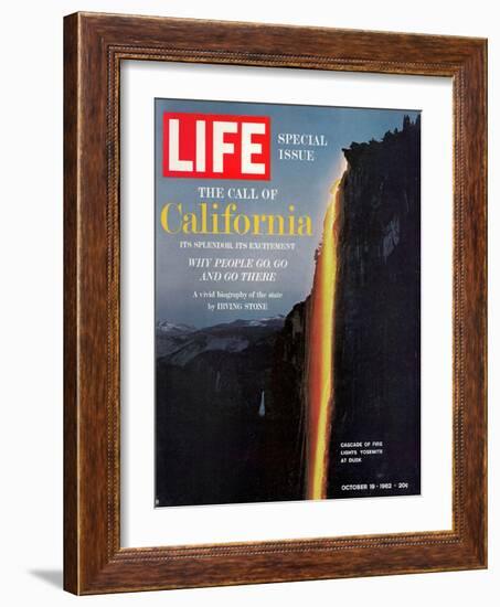 California, Embers Falling from Cliff at Yosemite at Dusk, October 19, 1962-Ralph Crane-Framed Photographic Print